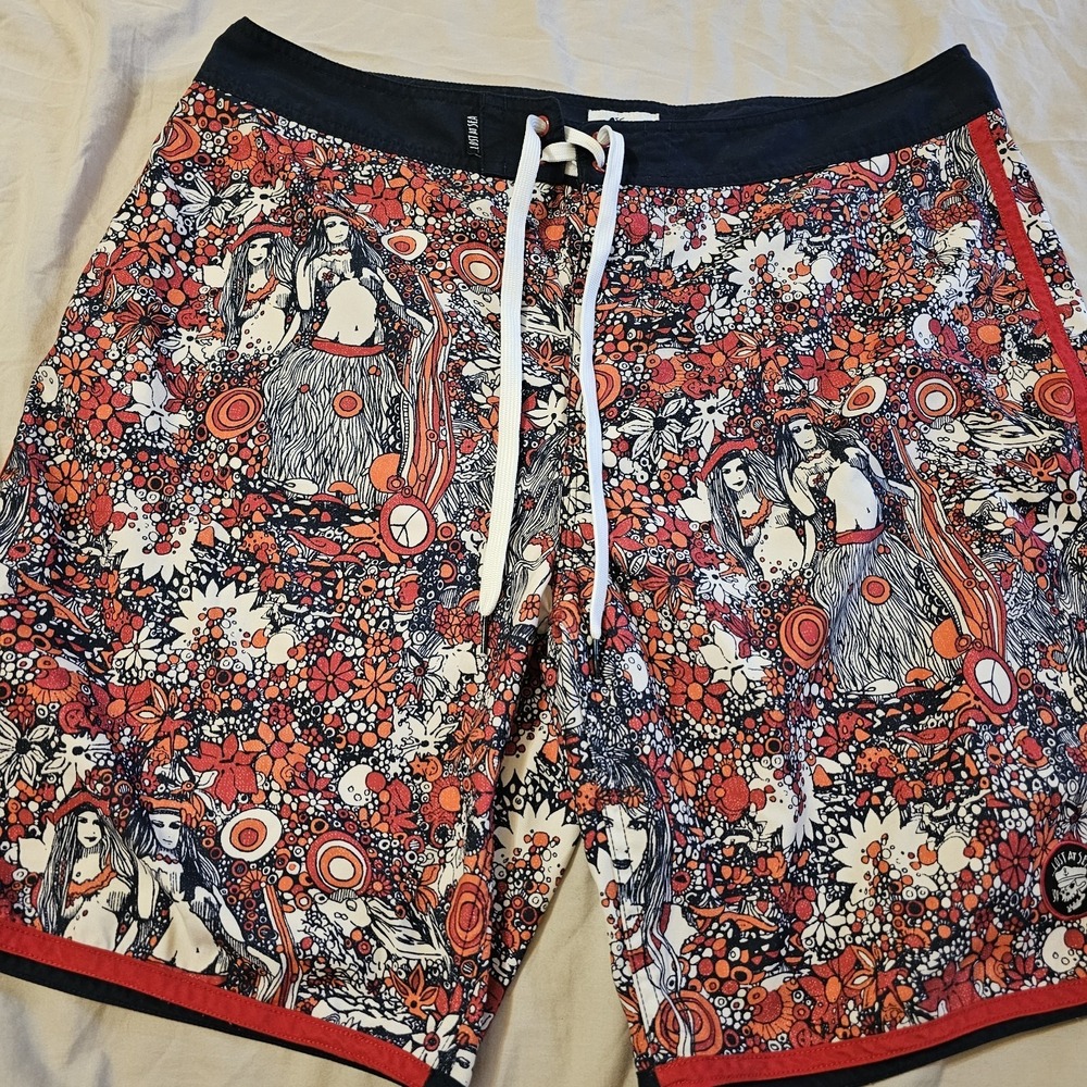 Lost Enterprises Board Shorts Mens 36 Hawaiian Red 9" Inseam